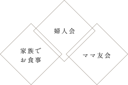 ママ友会、婦人会、家族でお食事